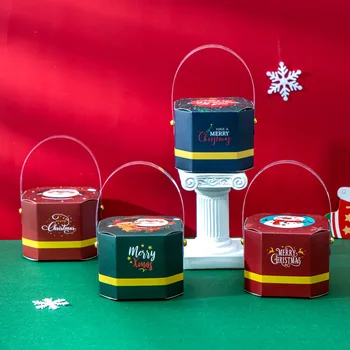 10 adet Mutlu Noeller Şeker Kutusu Karikatür Yaratıcı Taşınabilir Apple Ambalaj Hediye Kutuları İyilik Santa Yeni Yıl Partisi Dekorasyon Claus 