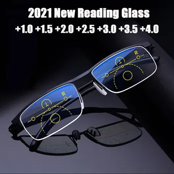 Yeni Multifokal İlerici okuma gözlüğü Erkekler Kadınlar Anti Mavi UV Koruma EyesGlasses Yarım Çerçeve Otomatik Ayar Gözlük