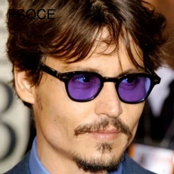 Moda Johnny Depp Stil Yuvarlak Güneş Gözlüğü Şeffaf Renkli Lens Marka Tasarım Parti Gösterisi güneş gözlüğü Oculos De Sol