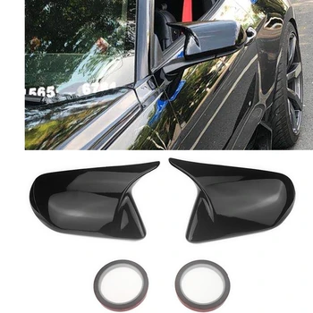 Ayna Kapağı Eklemek Ford Mustang 2015-2020 İçin LHD Parlak Siyah Araba Dış Kapı Yan Dikiz Kapakları Ters Dikiz Durumda Kabuk