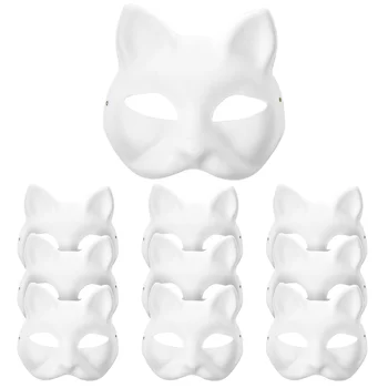 Maskeleri Kedi Masquerade Dıy Beyaz Yüz Cosplayblankanimal Boyasız Süslemeleri Boyanabilir Parti Yarım Kostüm kraft el işi kağıdı Düz Gras