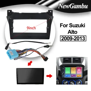 9 inç araç DVD oynatıcı Çerçeve Ses Adaptörü Dash Trim Kitleri Facia Paneli Suzuki Alto 2009 - 2013 İçin Android Radyo Çalar ekran 2 Din