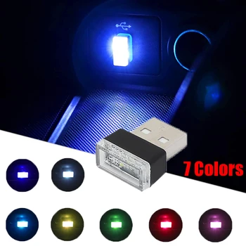 Mini LED araba ışık USB atmosfer ışığı Neon ortam dekoratif lamba oto iç dekorasyon aksesuarları 7 renk araba led ışık