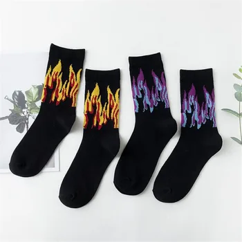 Erkekler Çorap Moda Hip Hop Yangın Ekip Çorap Kırmızı Alev Blaze Güç Meşale Sıcak Sıcaklık Sokak Kaykay Erkek pamuklu uzun Çorap