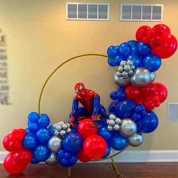 108 adet Marvel Kemer Garland Kırmızı Mavi Balonlar Zincir Seti 3D Büyük Örümcek Adam Folyo Balon Çocuk Boys Hediyeler Doğum Günü Partisi Süslemeleri