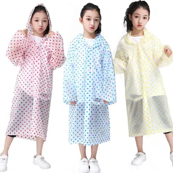 1 Adet Moda EVA çocuk yağmurluğu tek kullanımlık Yürüyüş Seyahat Nokta Kapşonlu Yağmurluk Su Geçirmez Panço Ceket Kamp Yağmurluk Takım Elbise