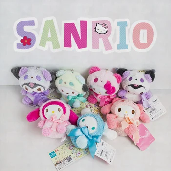 Kawaii Sanrios Kız Hediye Cinnamoroll Melodi Kuromi Anime Peluş Bebek Kolye Bebek okul çantası Süsleme anahtar zincirleri Dekorasyon