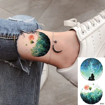3D Suluboya Erkekler Ayak Bileği Ay Dövme Çıkartmalar Küçük Kadınlar Vücut Boyun Kol Göğüs Sanat Boyama Geçici Dövme Ağacı Dövme Macunu