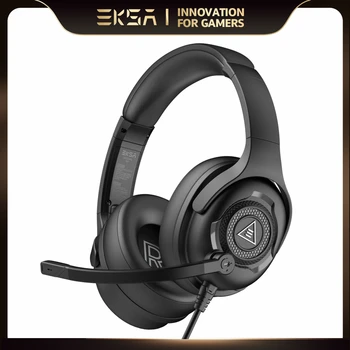 EKSA E4 Kablolu Kulaklık Oyun 3.5 mm stereo oyun kulaklıkları PC / PS4 / PS5 / Xbox one Mikrofon ile Süper Hafif Aşırı kulak Kulaklık