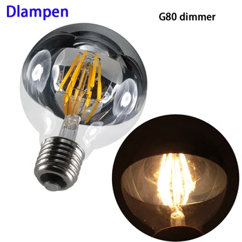 Ampul G80 E27 6W Dimmer Led Filament Cob Ampul 110v 220v karartma Küre Edison Gümüş Top Ayna Gölgesiz Lamba ev aydınlatma