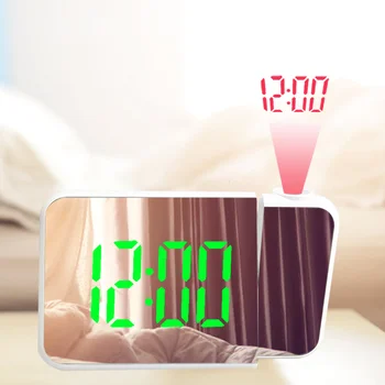 LCD Projeksiyon Erteleme çalar saat Ayna LED Dijital Masa Saatleri Zaman Sıcaklık Tarih Ekran Yatak Odası Ofis masa dekoru