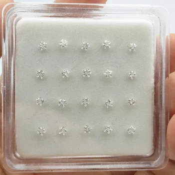 925 ayar gümüş Yıldız kübik zirkon Burun Damızlık vücut piercing takı 20 adet / paket