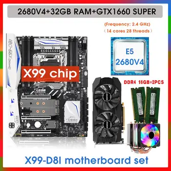 X99-D8I Anakart KİTİ Xeon E5 2680 V4 CPU 32GB RAM (16GB * 2) GTX 1660S 6GB Ekran Kartı ve soğutucu