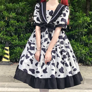Orijinal Lolita Japon Tarzı yumuşak kız tasarım denizci yaka yay günlük ışık Lo elbise kadınlar için yaz kawaii giyim