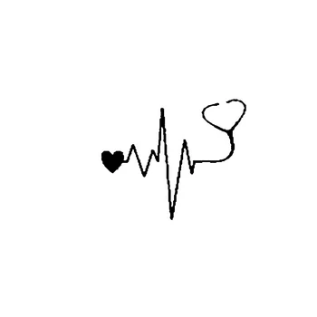 Stetoskop Doktor Hemşire Kalp Çıkartması Araba tampon çıkartması Kalp Atışı Yaşam Hattı 14X6CM