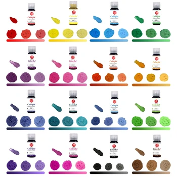 16 Renk Kek Gıda Boyama Seti Pişirme için Gıda Sınıfı Canlı Gıda Rengi Sıvı
