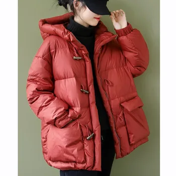 Kış Ceket 2021 Femme Bayan Parkas Kirpi pamuklu kapüşonlar Kore Gevşek Kalın sıcak tutan kaban Zarif Kadın Üst Casaco Feminino