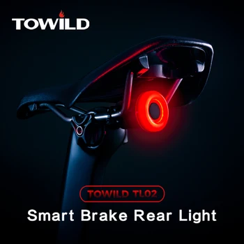 Towıld TL02 Akıllı Fren Arka İşık Otomatik Algılama İşık Yağmur Geçirmez LED Bisiklet Arka Lambası USB Şarj Edilebilir Yol Bisikleti Kuyruk İşık