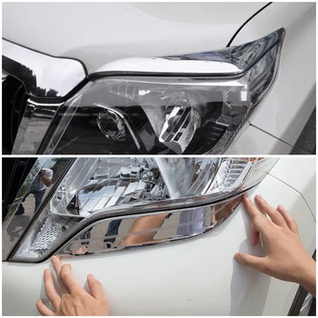 Toyota Prado 150 için FJ 150 2014-2017 Araba Far Kaş Bandı Far dekoratif şerit Kapak Trim Krom Aksesuarları