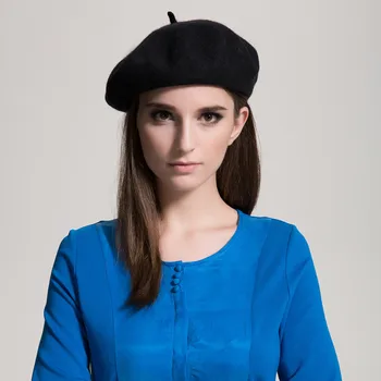 90 % Yün Sonbahar Kış Bere Prenses Şapka Vintage Bayan Kızlar Sanatçı Kış Sıcak Düz Bere Bere Şapka Kap Baş Aşınma