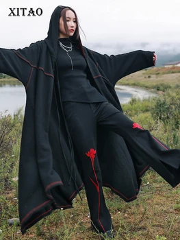 XITAO Moda Karışımları Kadınlar Vintage Siyah Küçük Taze Tam Kollu İpli 2022 Sonbahar Azınlık Gevşek Zarif Ceket WLD13141