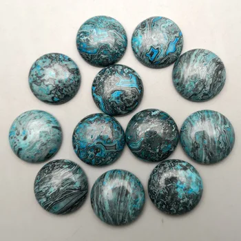 moda yuvarlak mavi oniks doğal taş cabochon boncuk takı yapımı için charm 20mm 20 adet / grup kaliteli Halka aksesuarları