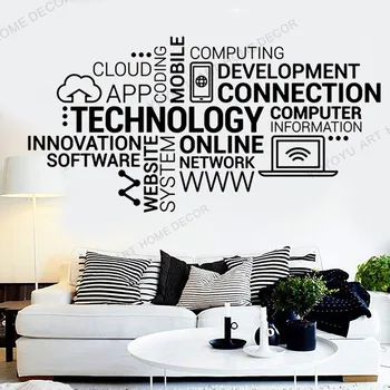 Teknoloji Ağ Online Tırnaklar Vinil Duvar Çıkartması Internet Yenilik Kelimeler Bulut Ofis duvar çıkartmaları Modern Ev Dekor rb705