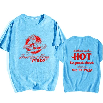 Sıcak Satış Sörfçü Çocuk Pizza T Shirt Stranger Şeyler Tişörtleri Pamuk Grafik Tee Üstleri Rahat Streetwear Unisex T-shirt Yaz Üstleri