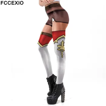 FCCEXIO Kadın Anime 3D Baskılı Seksi İnce Egzersiz Tayt Yüksek Bel Spor Pantolon 2021 Yeni Kadın Sıska Spor Tayt