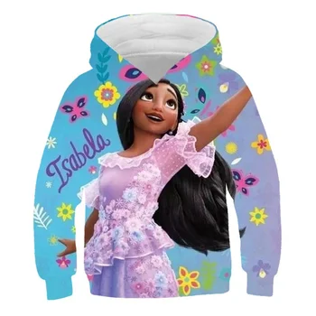 2022 Kızlar Encanto Mirabel Desen 3D Hoodie Sonbahar Genç Çocuklar Disney Hoodie Erkek ve Kız Güzel Giyim Tişörtü Giyim