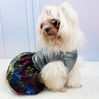 Köpek Elbise Köpek yaz giysileri Örgü Etek Parlak Serisi Cosplay Kedi Köpek Elbiseler Cadılar Bayramı için Nefes Pet Etekler Renkli 2022
