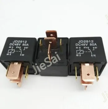 yüksek kaliteli Siyah 4 pin 5 pin 80A 12V / 48VDC araba rölesi ve voltaj özelleştirilebilir