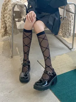 Japon Tarzı Lolita Diz Çorap Yaz İnce Naylon Çorap Uzun Çorap Ekose Kolej Tarzı JK Kız Çorap Diz üstü çorap