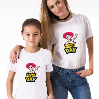 Anne ve Çocuk Giysileri Karikatür Baskı Mutlu Doğum Günü Oyuncak Hikayesi Cowgirl Jessie T-shirt Estetik Sanat Yetişkin Üst e n e n e n e n e n e n e n e n e n e Kardeş Tshirt