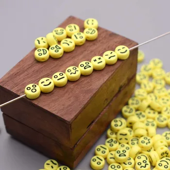 100 adet 4x7mm Sarı Emotico Boncuk Sarı Gülümseme Yüz Çeşitli İfadeler Boncuk Takı Yapımı İçin diy bilezik Neckla