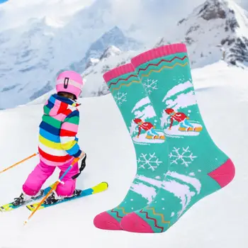 1 Çift Narin Hafif Anti-boncuklanma Erkek Kız Kalın Sıcak Snowboard Çorap Açık Pamuk Çorap Kayak Çorapları