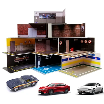 Diorama 1 24 Garaj pres döküm model araba oyuncak vitrin PVC Otopark Modeli Simülasyon Minyatür Park Alanı Sahne
