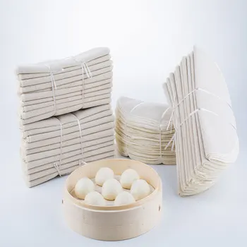 Vapur Bez Kumaş Yuvarlak Bambu Vapurları 10 adet Yeniden kullanılabilir Doğal Saf Pamuk Gazlı bez Pasta Baozi Jiaozi Çörek Börek Raf 