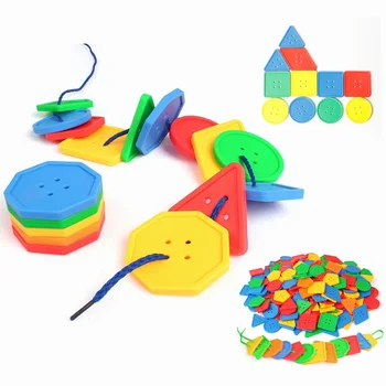 10/20 Adet Erken Eğitim Geometrik Plastik Düğmeler DIY çocuk Eğitim Çevre Koruma Yapı Taşları Çocuk Oyuncakları