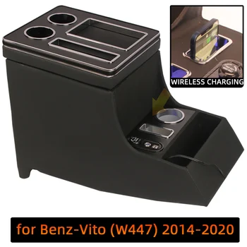 benz-Vito için (W447) 2014-2023 araba kol dayama kutusu kablosuz hızlı şarj cep telefonu şarj USB arayüzü ile çakmak