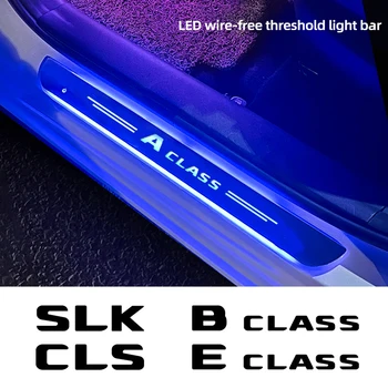 Mercedes Benz için Bir sınıf B sınıfı C sınıfı E sınıfı S sınıfı CLA CLS SL SLC otomobil parçaları Özel Kablosuz LED Araba kapı eşiği ruh ışık