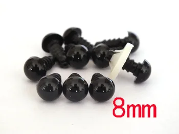 Ücretsiz kargo!!!100 pairs - 8mm Japon Siyah Hayvan Emniyet Gözler Plastik Gözler