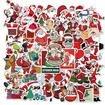 50 adet / takım Merry Christmas Çıkartmalar Hediyeler Çocuklar İçin Noel Baba Çıkartması Oyuncak Bagaj Motosiklet Ve Bagaj Karikatür Sticker F4