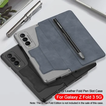 GKK Orijinal samsung kılıfı Galaxy Z Kat 3 5G Durumda deri kalemlik Zırh Arka Koruma Sert Kapak Samsung Z Fold3 5G