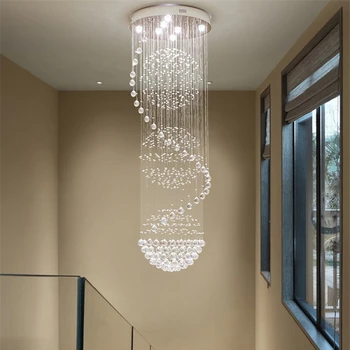 Modern Spiral Avize Kristalleri Villa Bina Orta Kat Oturma Odası Büyük Avizeler Aydınlatma Dubleks Merdiven Asılı Lamba