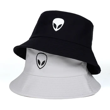 Gelgit Alien Kova Şapka Bob Kapaklar Hip Hop siyah beyaz düz renk Gorros Erkekler kadınlar Yaz Panama Kap Plaj Güneş Balıkçılık boonie Şapka