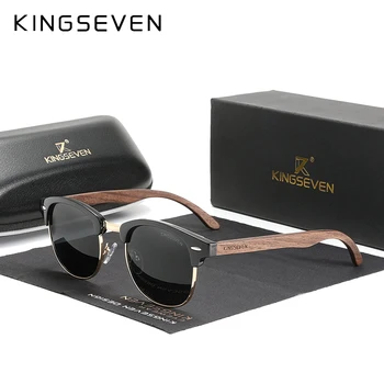 KINGSEVEN 100 % Polarize Vintage Erkekler Ahşap Güneş Gözlüğü Ahşap UV400 Koruma Moda Kare güneş gözlüğü Kadın Gafas De sol
