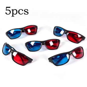 5 adet Siyah Çerçeve Evrensel 3D Plastik Gözlük / Oculos / Kırmızı Mavi Mavi 3D Cam Anaglyph 3D Film Oyun DVD Görüş / sinema Siyah Çerçeve