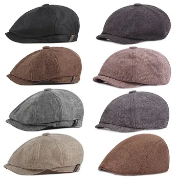 Erkekler Vintage Bere Newsboy Şapkalar Klasik İngiliz Tarzı Newsboy Kapaklar Pamuk Karışımı Bere Şapka Düz Ayarlanabilir Erkekler Bahar Bere Kap