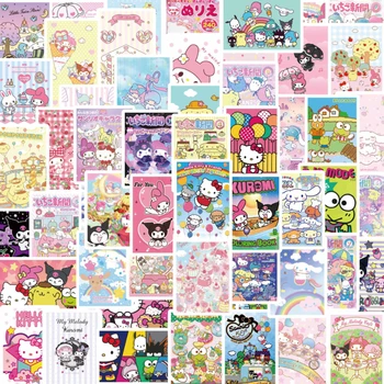 62 adet Sanrio Karikatür Anime Posteri Sticker Çıkartması Dizüstü Telefon Gitar Bagaj Kaykay Günlüğü Bisiklet Karikatür Sticker çocuk oyuncakları